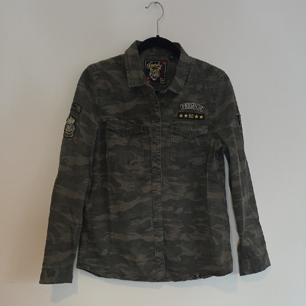 Superdry Green Camouflage Button Down Shirt